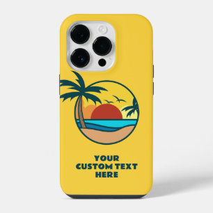 Custom Text Tropical Beach Sunset iPhone 14 Pro Case