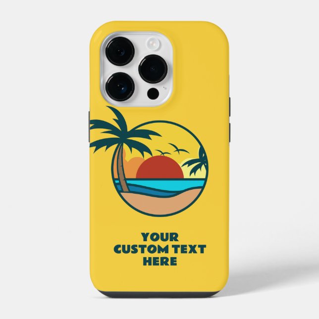 Custom Text Tropical Beach Sunset iPhone Case (Back)