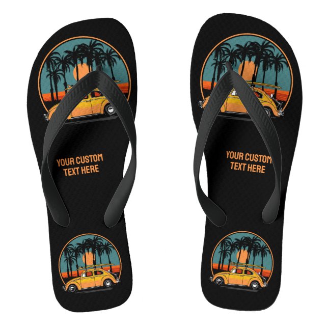 Custom Text Tropical Beach Sunset Jandals (Footbed)