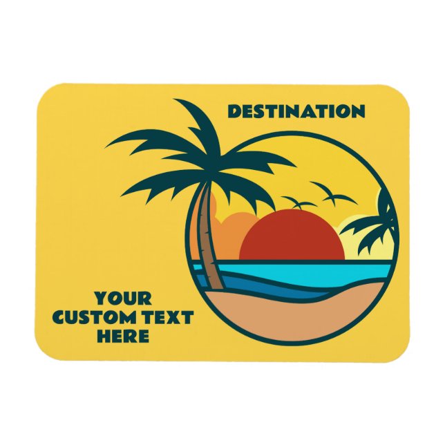 Custom Text Tropical Beach Sunset Magnet (Horizontal)