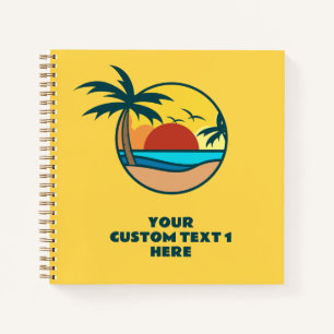 Custom Text Tropical Beach Sunset Notebook