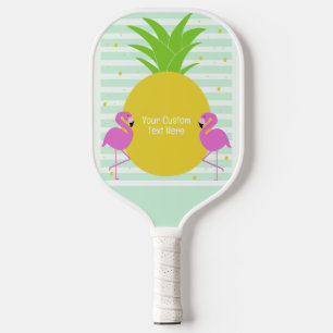 Custom Text Tropical Flamingos Pickleball Paddle