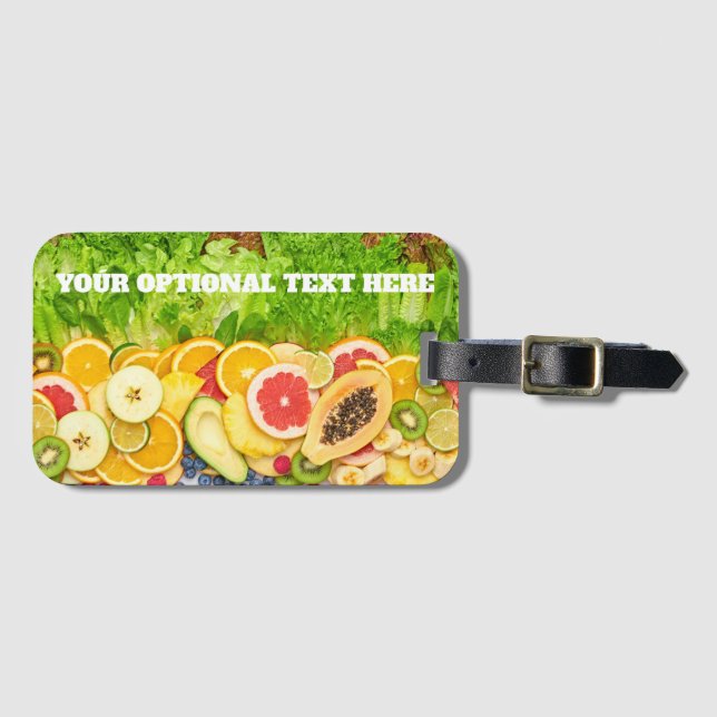 Custom Text Tropical Fruit Luggage Tag (Front Horizontal)