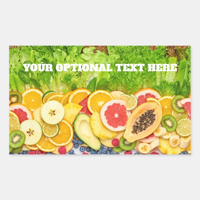 Custom Text Tropical Fruits Rectangular Sticker (Front)