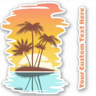 Custom Text Tropical Island Sunset