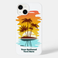 Custom Text Tropical Island Sunset