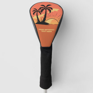Custom Text Tropical Island Sunset Golf Head Cover