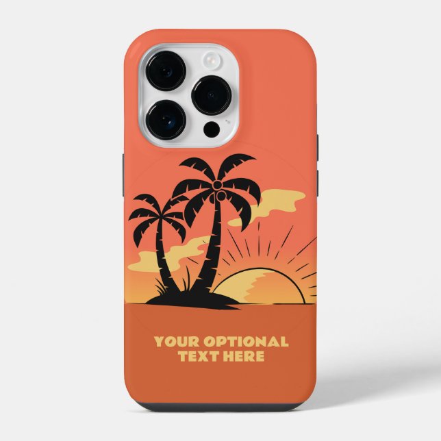 Custom Text Tropical Island Sunset iPhone Case (Back)