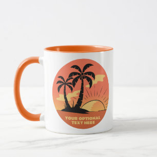 Custom Text Tropical Island Sunset Mug