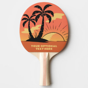 Custom Text Tropical Island Sunset Ping Pong Paddle