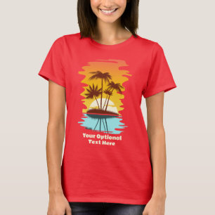 Custom Text Tropical Island Sunset T-Shirt