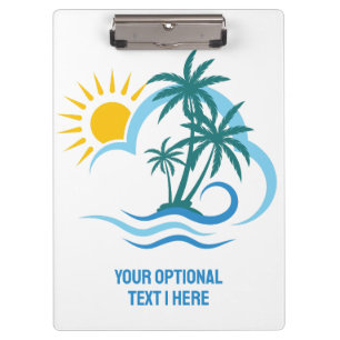 Custom Text Tropical Islands Clipboard