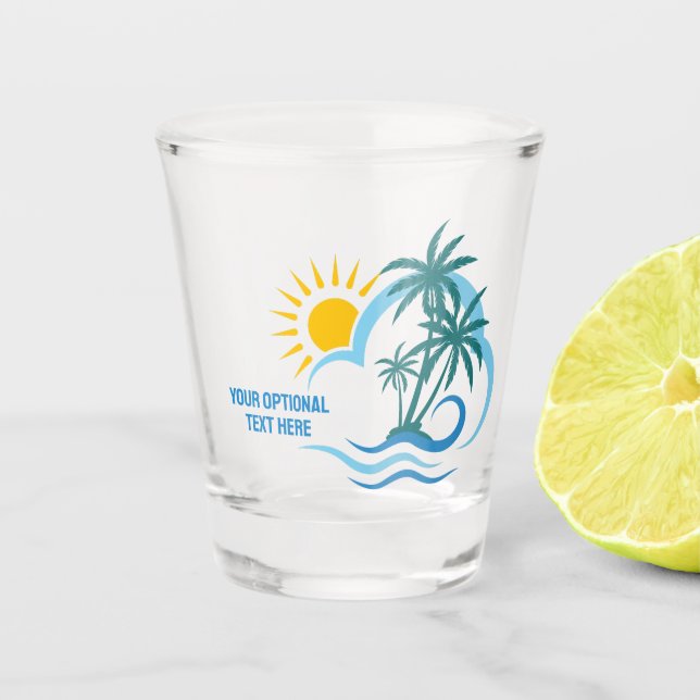 Custom Text Tropical Islands Shot Glass (Front)