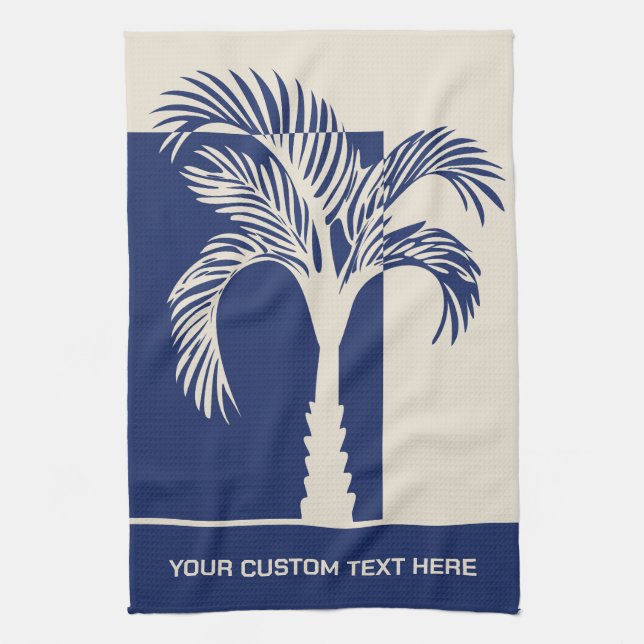 Custom Text Tropical Palm Tree Tea Towel (Vertical)