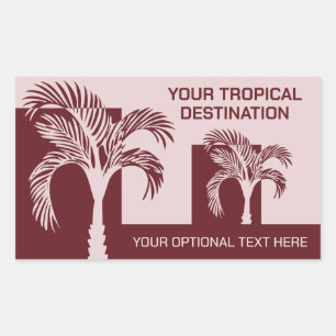 Custom Text Tropical Palm Trees Rectangular Sticker