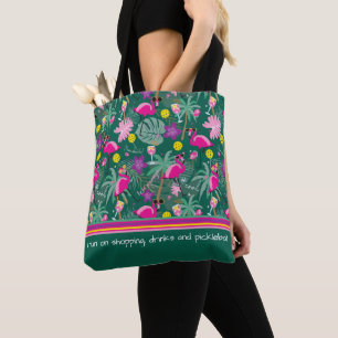 Custom text 🤩Tropical party with pickleball,  Tote Bag