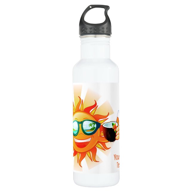 Custom Text Tropical Sun 710 Ml Water Bottle (Front)