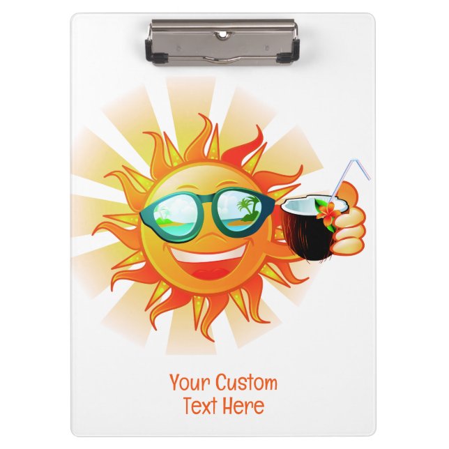 Custom Text Tropical Sun Clipboard (Front)