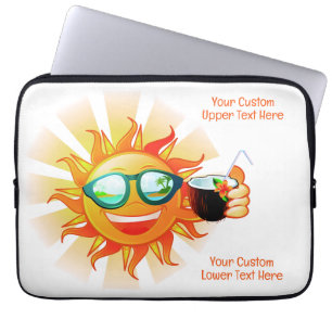 Custom Text Tropical Sun Laptop Sleeve