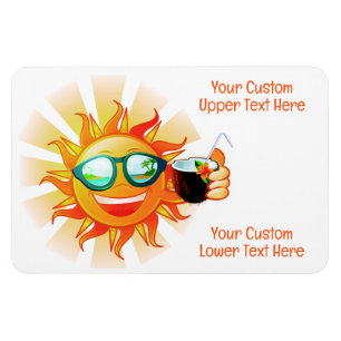 Custom Text Tropical Sun Magnet
