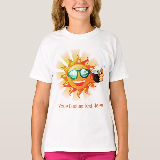 Custom Text Tropical Sun T-Shirt (Front)