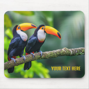 Custom Text Tropical Toucans Mouse Pad