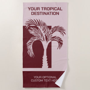 Custom Text Tropical Vacation Beach Towel