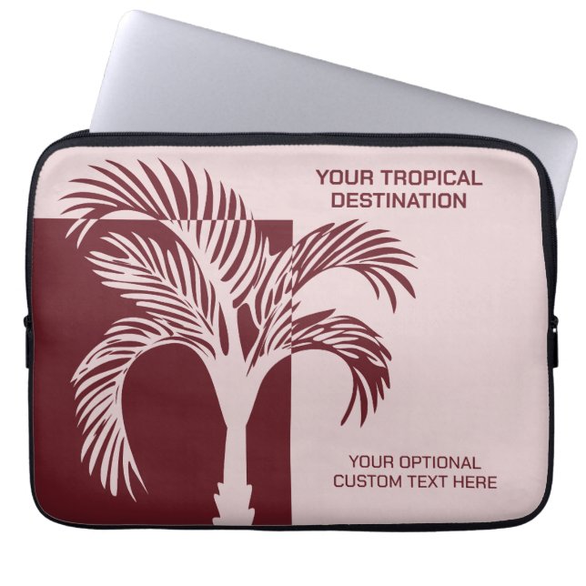 Custom Text Tropical Vacation Laptop Sleeve (Front)