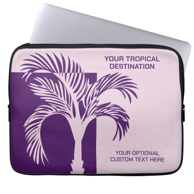 Custom Text Tropical Vacation Laptop Sleeve (Front)