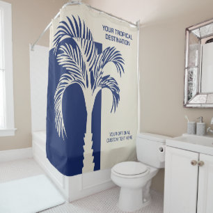 Custom Text Tropical Vacation Shower Curtain
