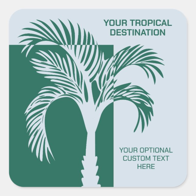 Custom Text Tropical Vacation Square Sticker (Front)