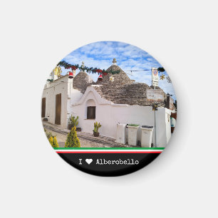 Custom text, trulli houses in Alberobello  Magnet