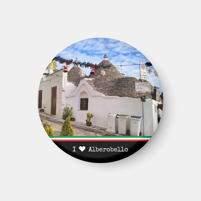 Custom text, trulli houses in Alberobello  Magnet (Front)