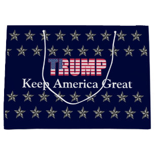 Custom Text Trump Keep America Great Blue Stars Large Gift Bag