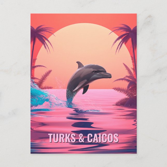 Custom Text Turks and Caicos Dolphin Postcard (Front)