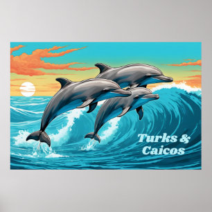 Custom Text Turks and Caicos Dolphin Poster
