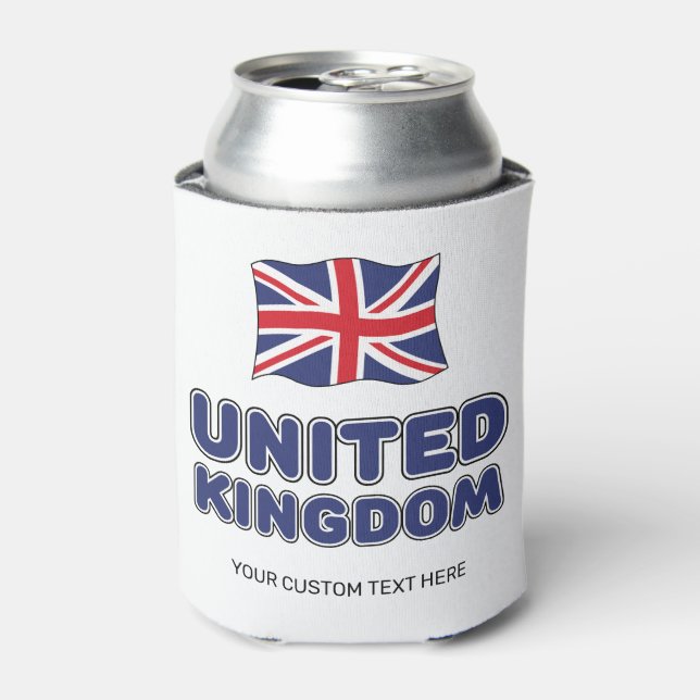Custom Text United Kingdom Flag Can Cooler (Can Front)