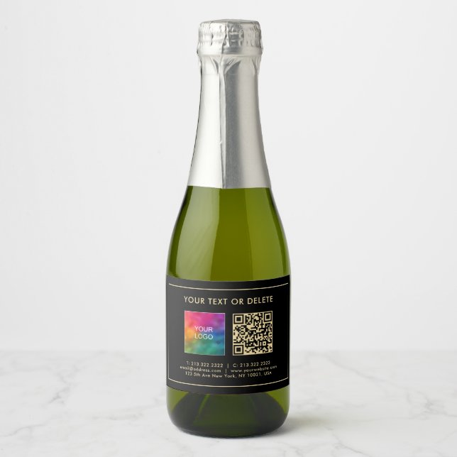 Custom Text Upload Your Business Logo Mini Sparkling Wine Label (Front)