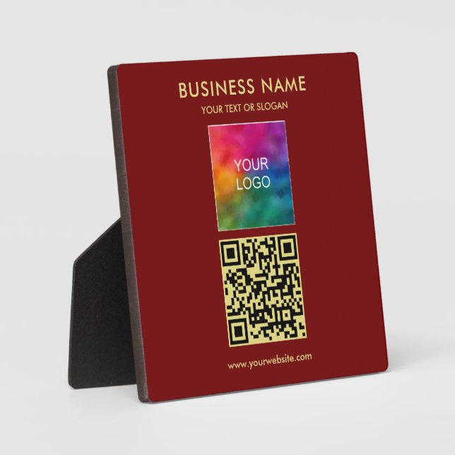 Custom Text Upload Your Logo QR Code Square Plaque (Front)
