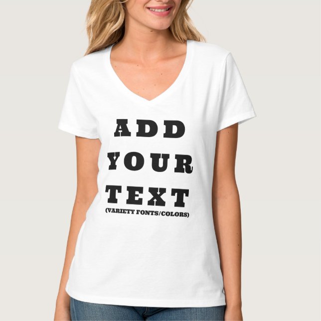 Custom Text V-Neck Tee - Personalised T-Shirt (Front)