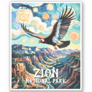 Custom Text Vibrant Zion Canyon Bird Condor Retro