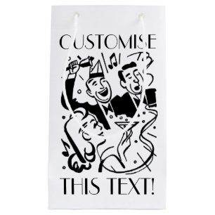 Custom Text Vintage Art Deco Cocktail Party Small Gift Bag