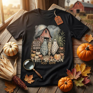 Custom Text Vintage Halloween Ghosts Black T-Shirt