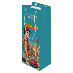 Custom Text Vintage Spain Wine Gift Bag