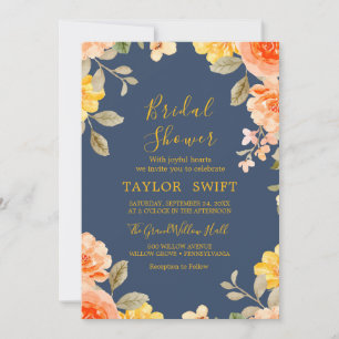 Custom Text Water Flora Bridal Shower Invitation