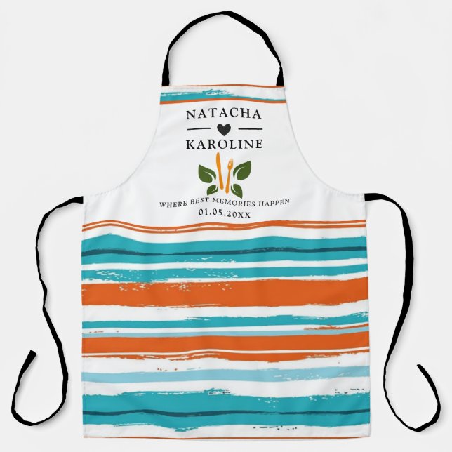 Custom Text, watercolor  Kitchen Apron (Front)