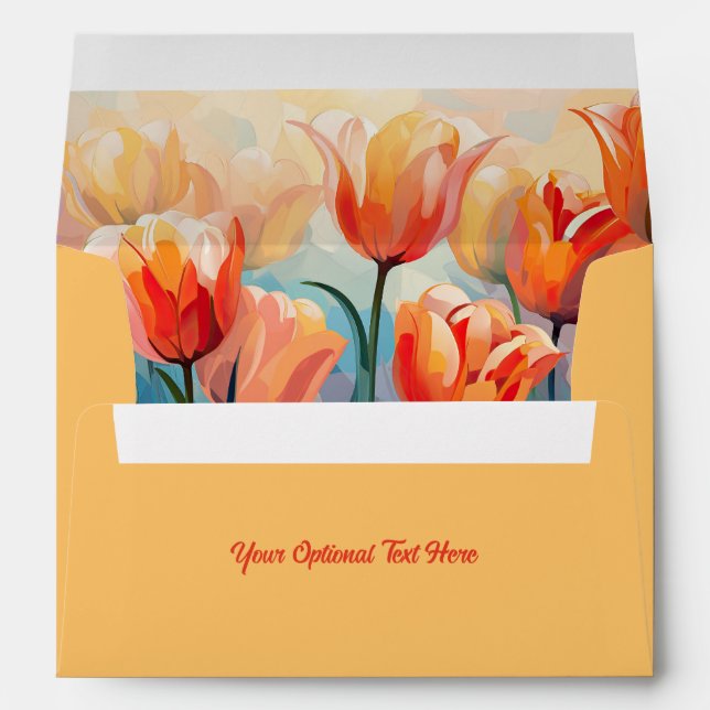 Custom Text Watercolor Tulips Envelope (Back (Bottom))