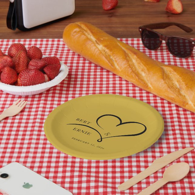 Custom Text Wedding Paper Plate 7" Round Keepsake (Picnic)