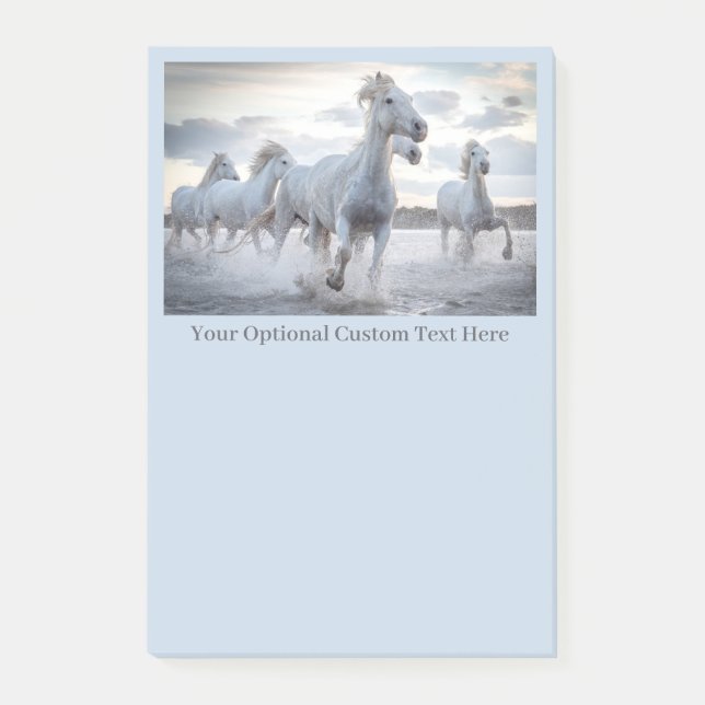 Custom Text White Horses Post-it Notes (Front)