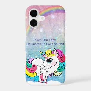 Custom Text/ White Unicorn Rainbow Glitter Sequins